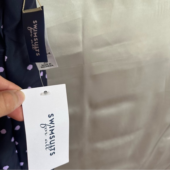 Swimsuits For All Women's Plus Size Flared Tankini Top Purple Dot - Picture 3 of 7